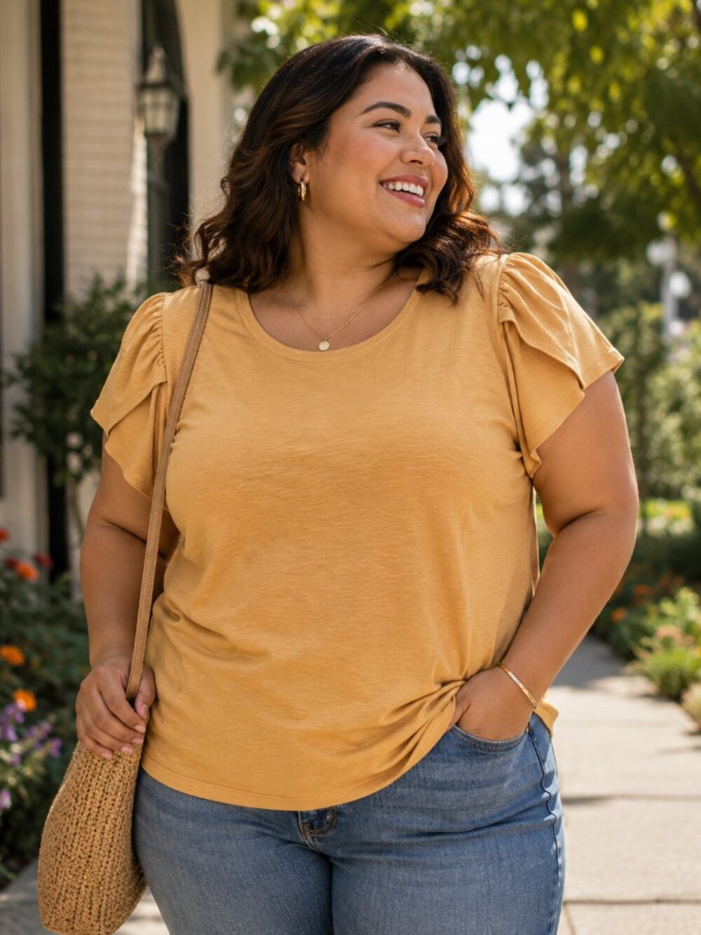 Maurices Sunflower Yellow Gold Puff Sleeve Top 1X